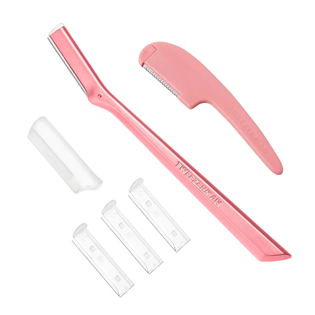 Tweezerman Prep & Plane Facial Razor Set Tea Rose | Exfoliate & Remove Peach Fuzz - main product image