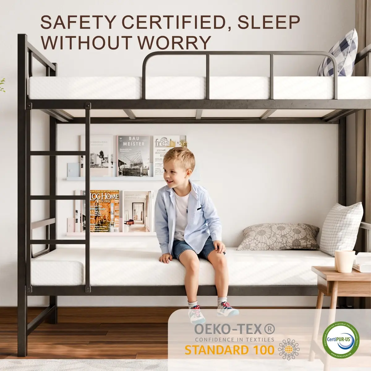 PrettSun Twin Mattress 5 Inch Medium Firm Cooling Gel Foam Fiberglass-Free Support - view 5