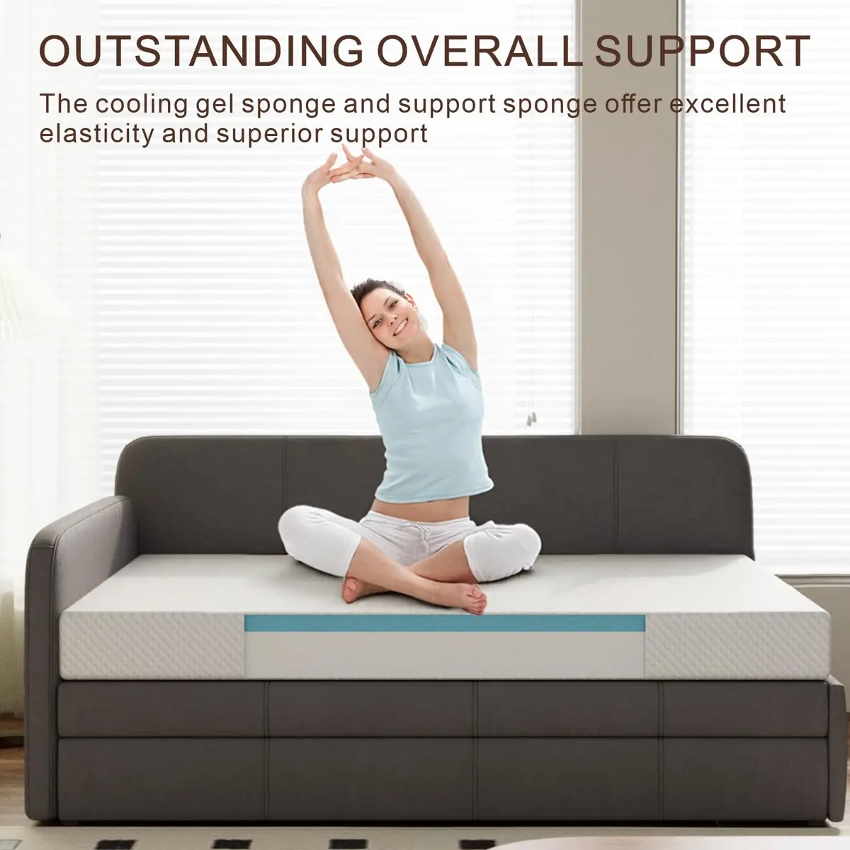 PrettSun Twin Mattress 5 Inch Medium Firm Cooling Gel Foam Fiberglass-Free Support - view 3