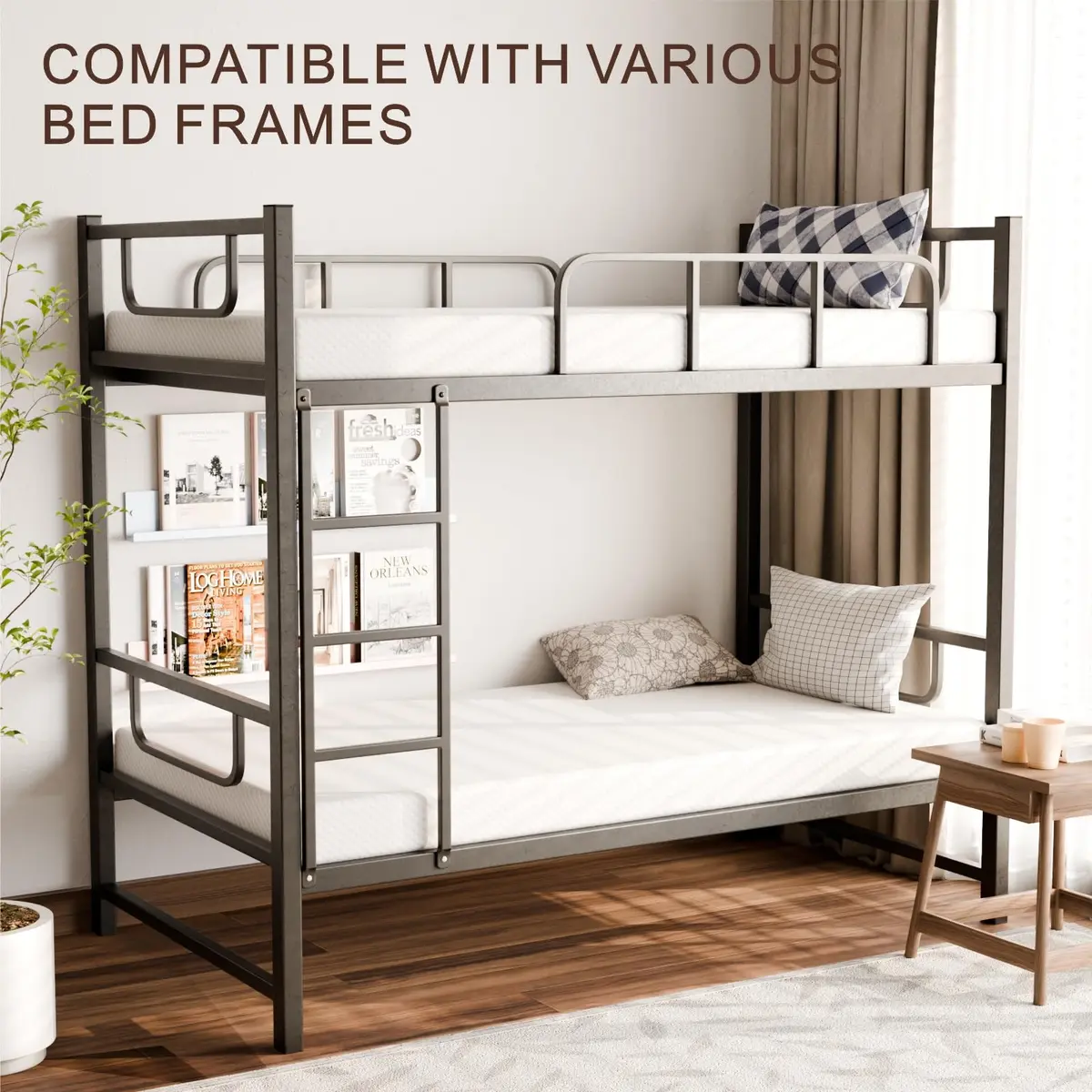 PrettSun Twin Mattress 5 Inch Medium Firm Cooling Gel Foam Fiberglass-Free Support - view 4