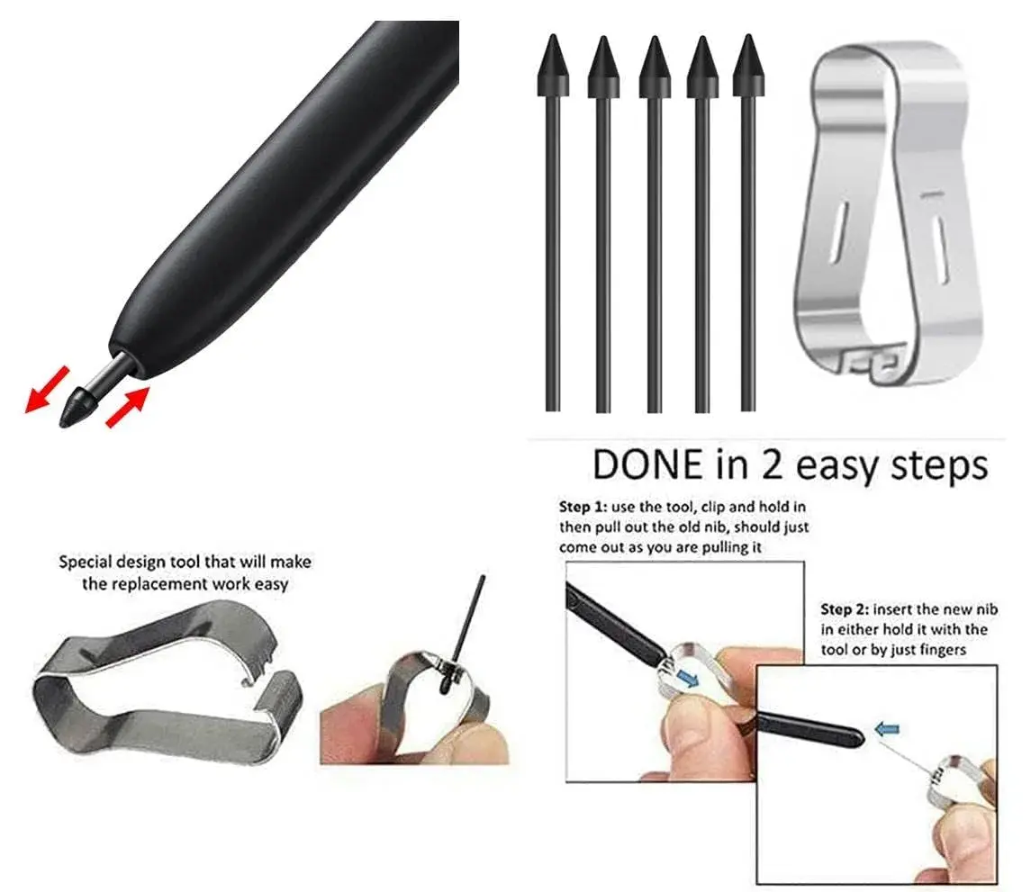 TYHJ S Pen S23 Ultra Replacement Stylus Pen for Samsung Galaxy S23 Ultra 5G with 4096 Pressure Levels & Cream Accent Top | 0.7mm Nibs Included - view 3