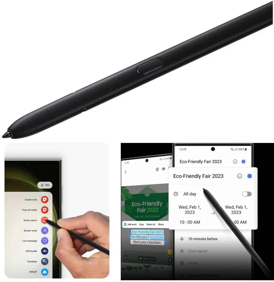TYHJ S Pen S23 Ultra Replacement Stylus Pen for Samsung Galaxy S23 Ultra 5G with 4096 Pressure Levels & Cream Accent Top | 0.7mm Nibs Included - view 4