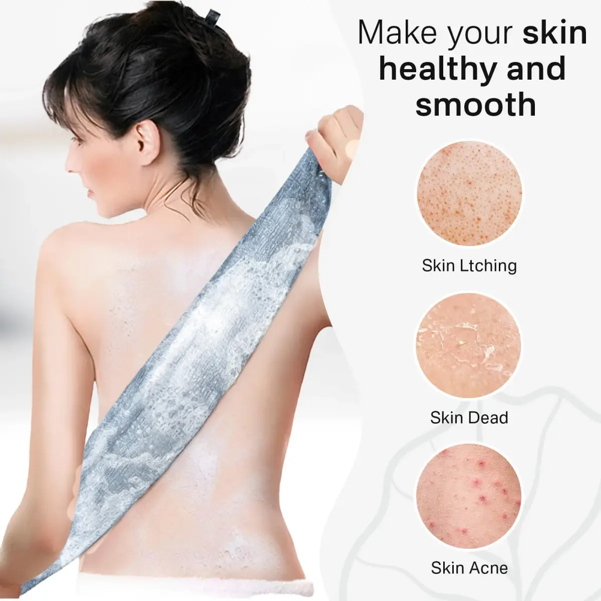 Yiclick Exfoliating Washcloth Towel 3-Pack, 85cm (34.5 inch) Long Back Scrubber | Replaces Loofah for Deep Cleansing - view 4
