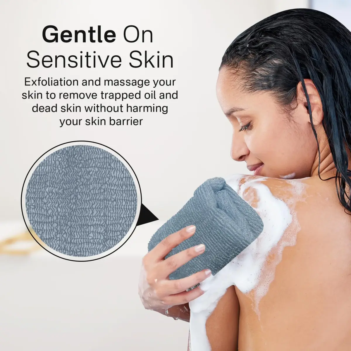 Yiclick Exfoliating Washcloth Towel 3-Pack, 85cm (34.5 inch) Long Back Scrubber | Replaces Loofah for Deep Cleansing - view 5