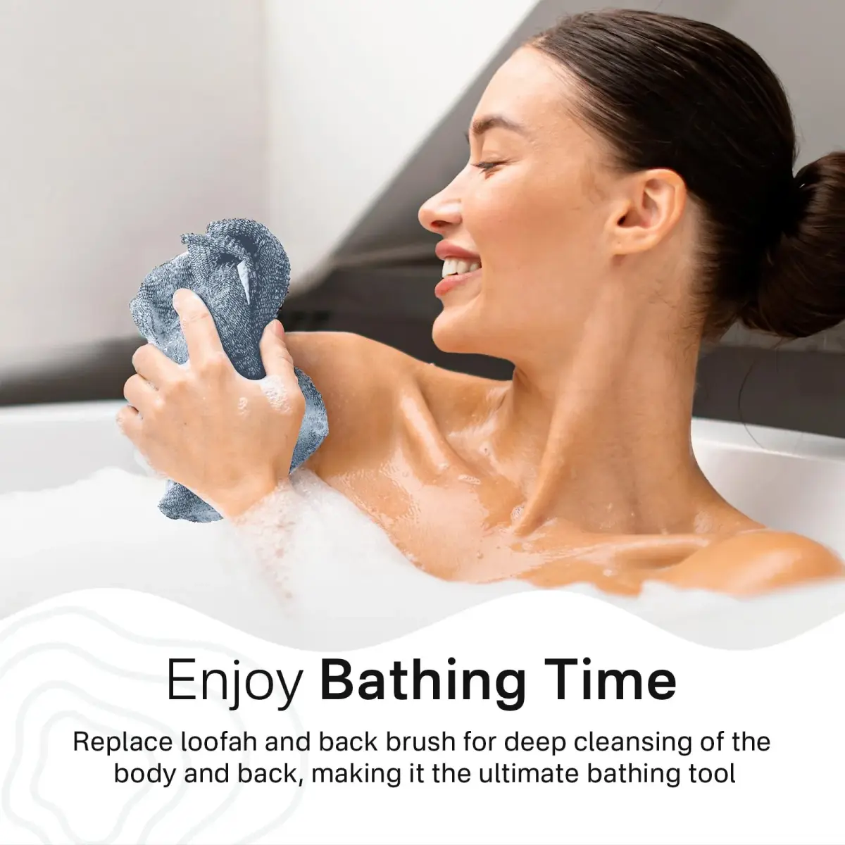 Yiclick Exfoliating Washcloth Towel 3-Pack, 85cm (34.5 inch) Long Back Scrubber | Replaces Loofah for Deep Cleansing - view 3