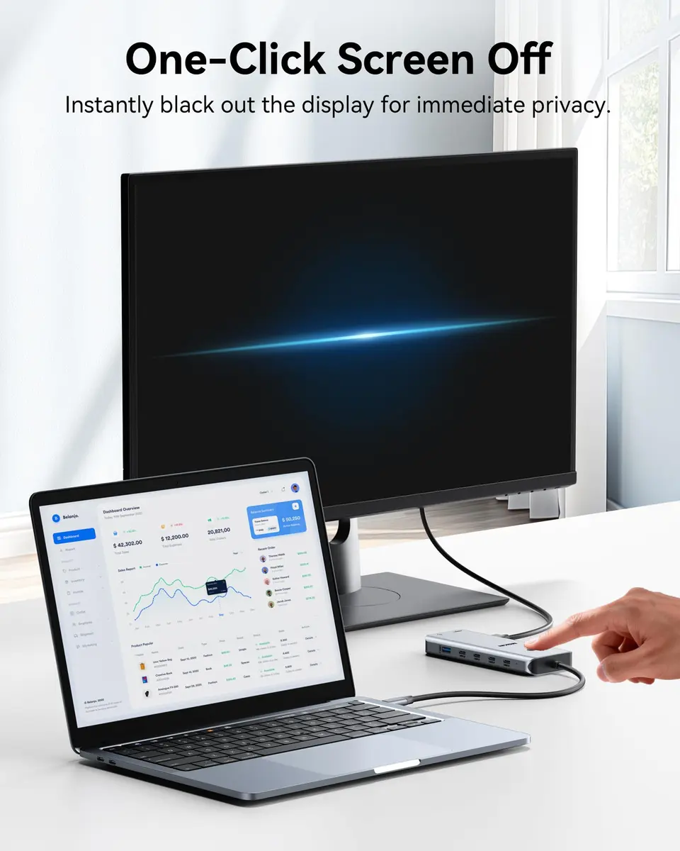 MOKiN USB C Docking Station Dual Monitor 2 HDMI | 13-in-1 Multiport Hub with 100W PD - view 5