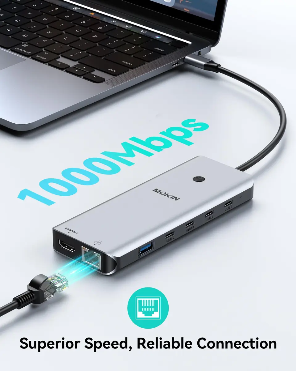 MOKiN USB C Docking Station Dual Monitor 2 HDMI | 13-in-1 Multiport Hub with 100W PD - view 7