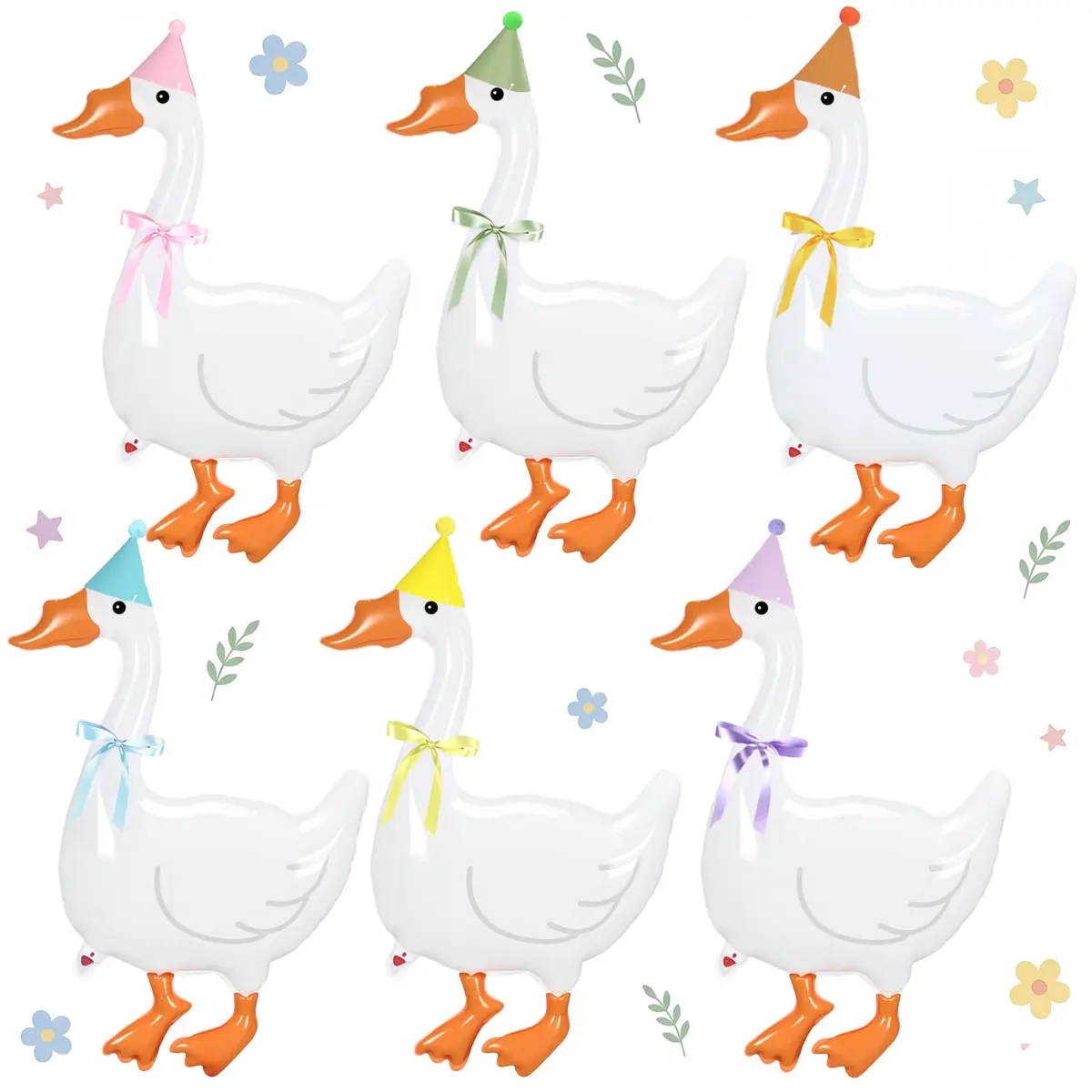 Gejoy Silly Goose Birthday Balloons 32 Inch (6 Pack) | Farm Theme Party Decor - main product image