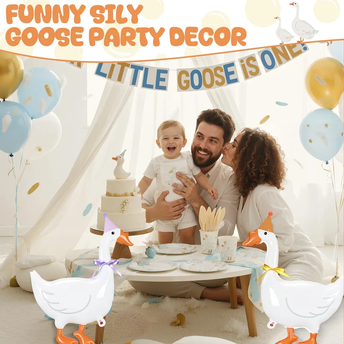 Gejoy Silly Goose Birthday Balloons 32 Inch (6 Pack) | Farm Theme Party Decor - view 5