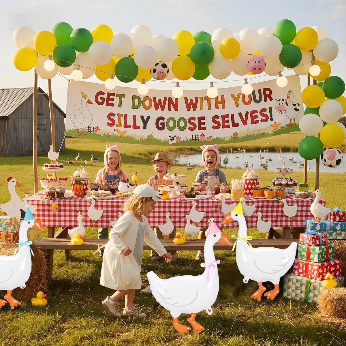 Gejoy Silly Goose Birthday Balloons 32 Inch (6 Pack) | Farm Theme Party Decor - view 7