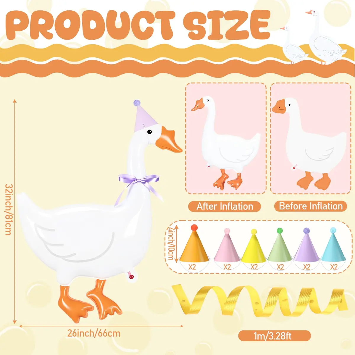 Gejoy Silly Goose Birthday Balloons 32 Inch (6 Pack) | Farm Theme Party Decor - view 2