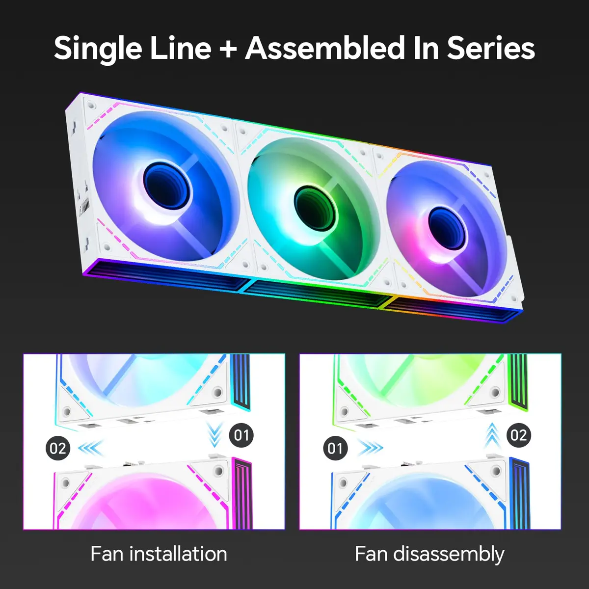 Thermalright TL-M12QW-S X3 White 120mm ARGB Case Fans 3-Pack | 2000RPM PWM Airflow - view 3