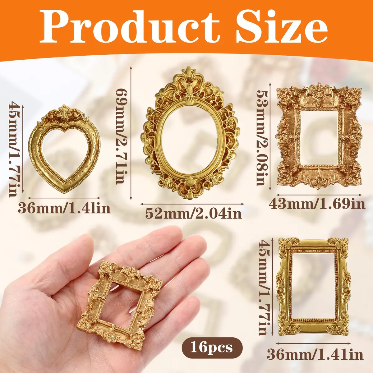 Ymapinc 12 Pcs Small Vintage Gold Picture Frames | Mini Wall & Tabletop Decor - view 2