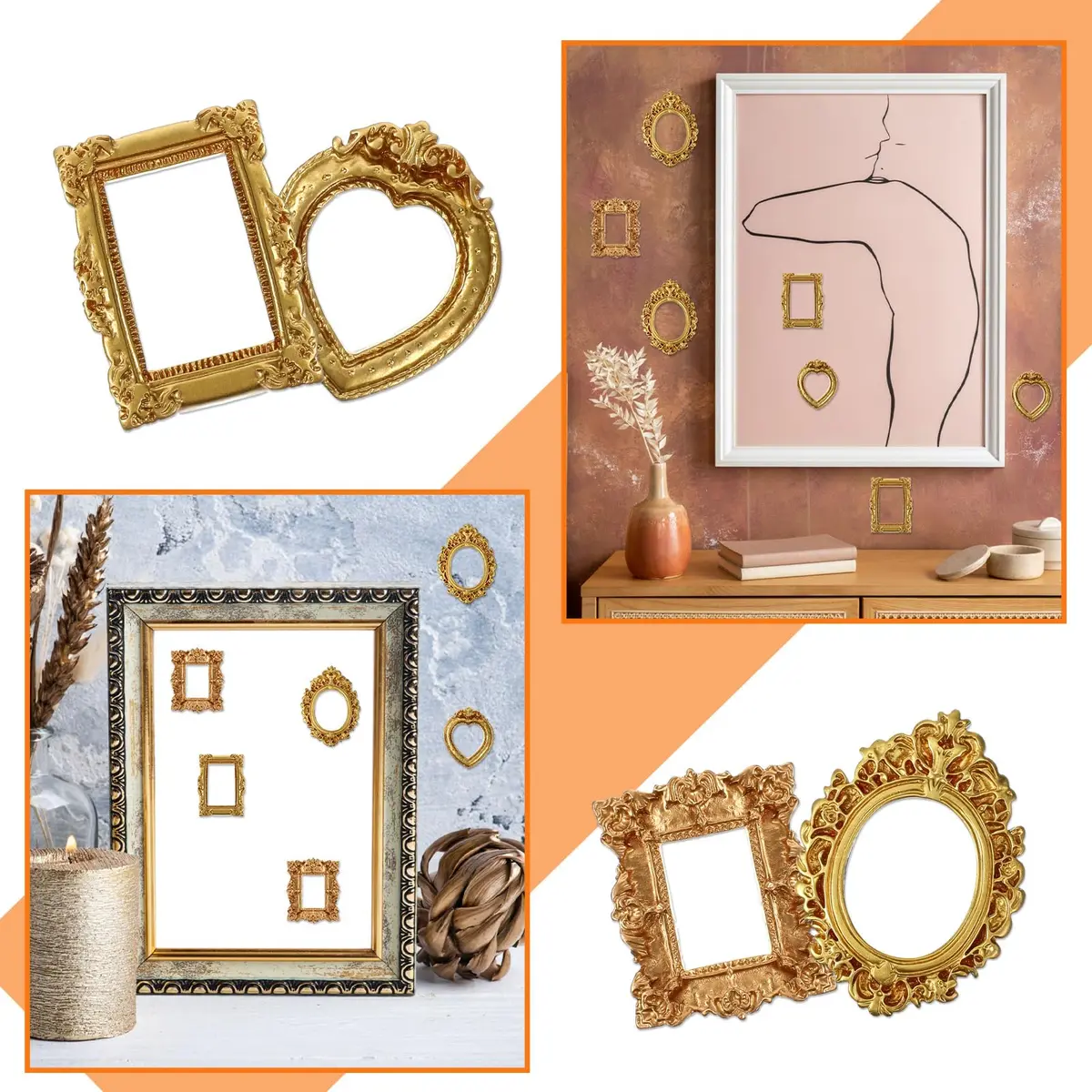 Ymapinc 12 Pcs Small Vintage Gold Picture Frames | Mini Wall & Tabletop Decor - view 3