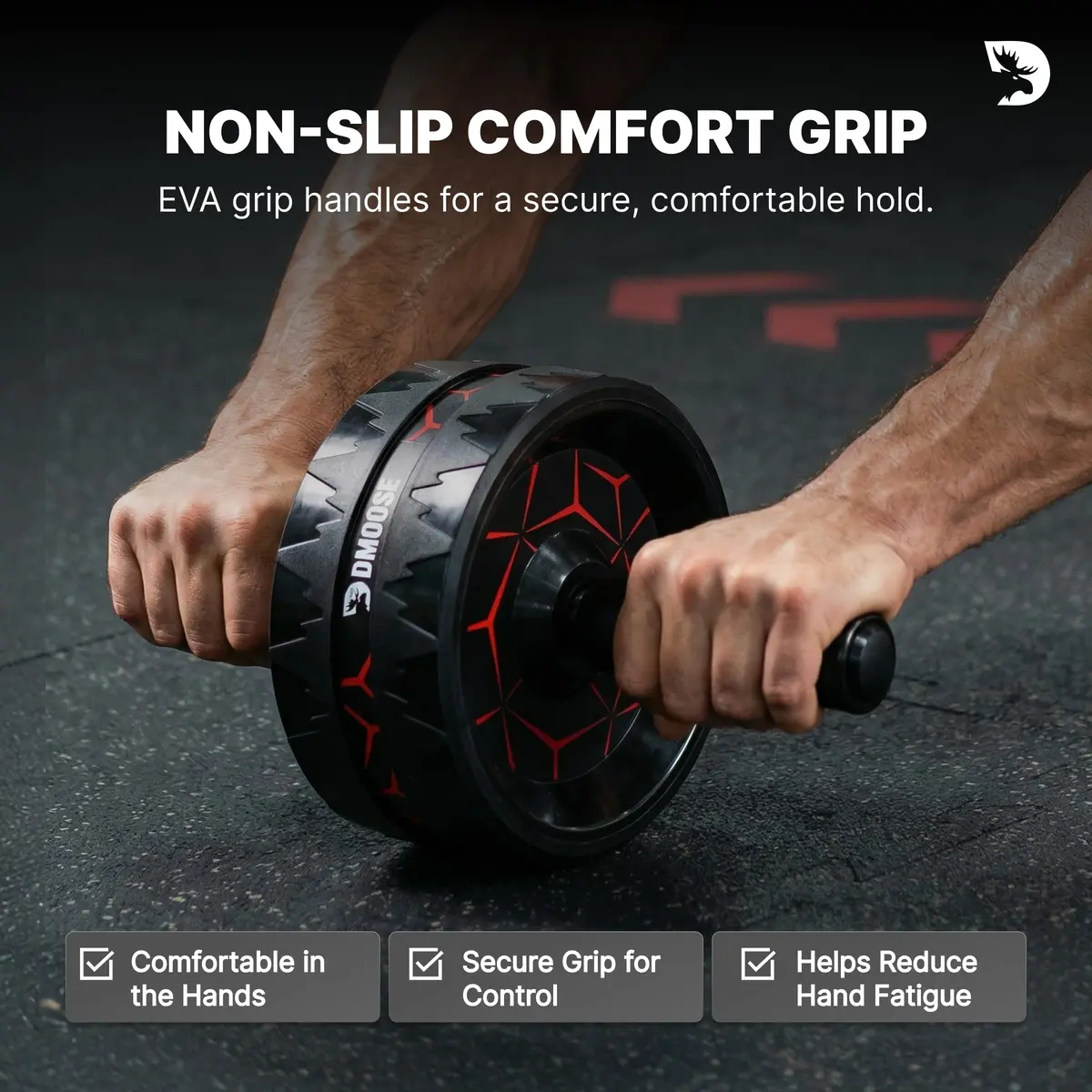 DMoose Fitness Ab Roller Wheel for Core Strength Training | 3.2 Inch Dual-Wheel, 440lb Steel Shaft, Non-Slip EVA Handles - view 6