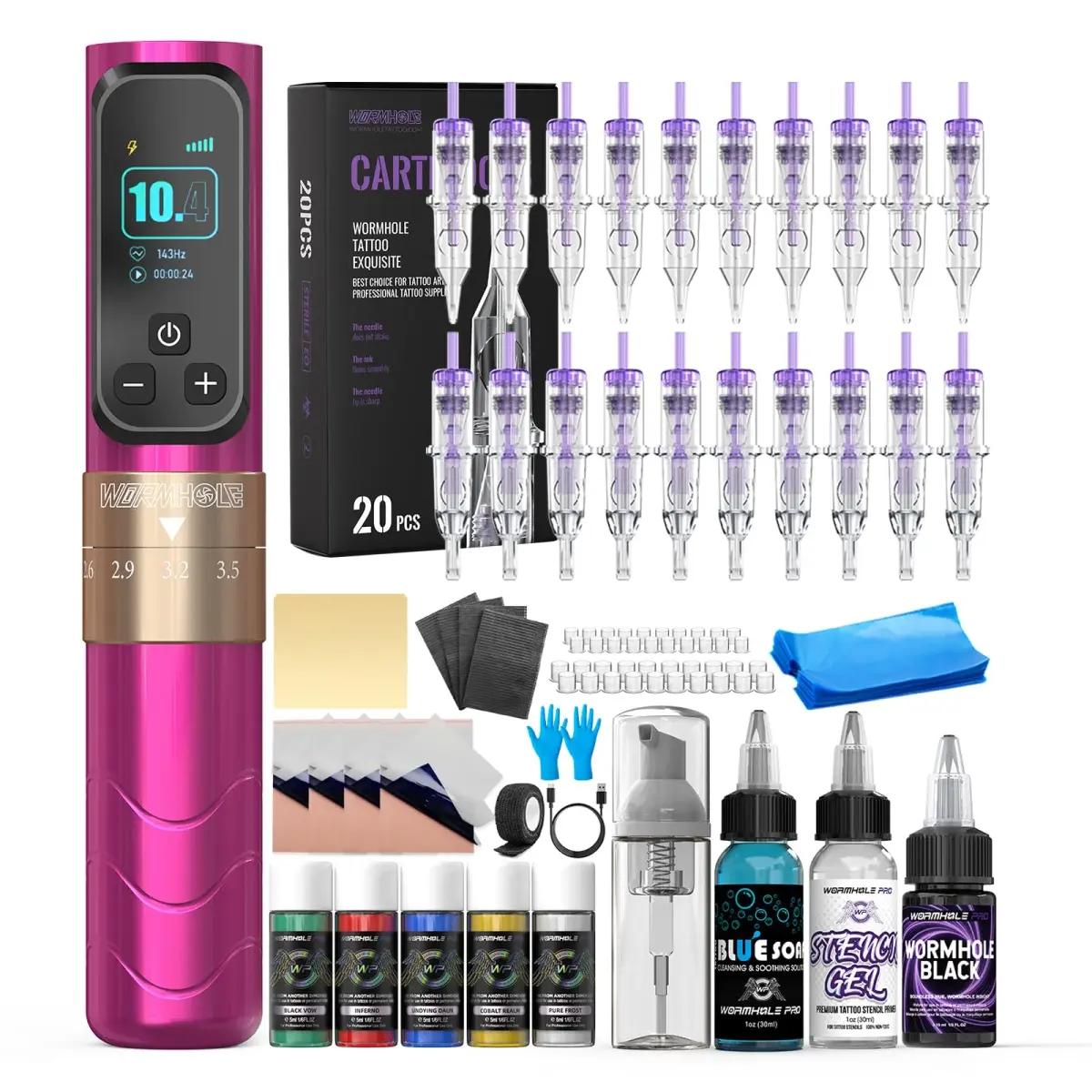 Wormhole Wireless Tattoo Pen Kit WTK0253 | Professional Rotary Tattoo Machine for Eyebrow & Detail Work - main product image