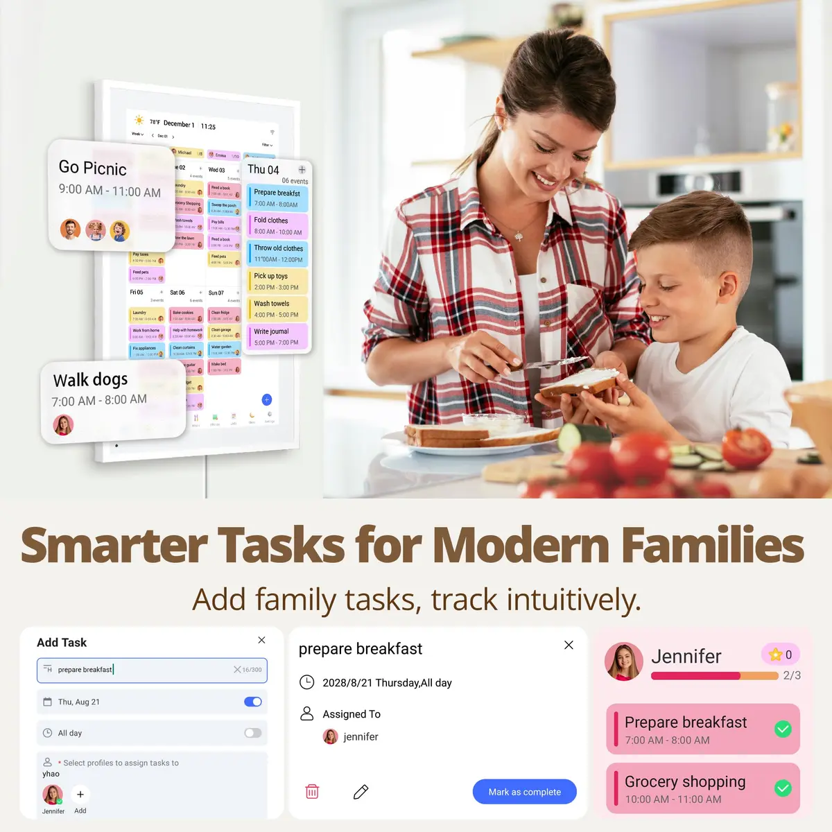 Dragon Touch 15.6 inch Digital Calendar Chore Chart – Interactive Touchscreen, Smart Family Planner, Digital Picture Frame Best Gifts for Christmas, Wedding, Mom - view 3