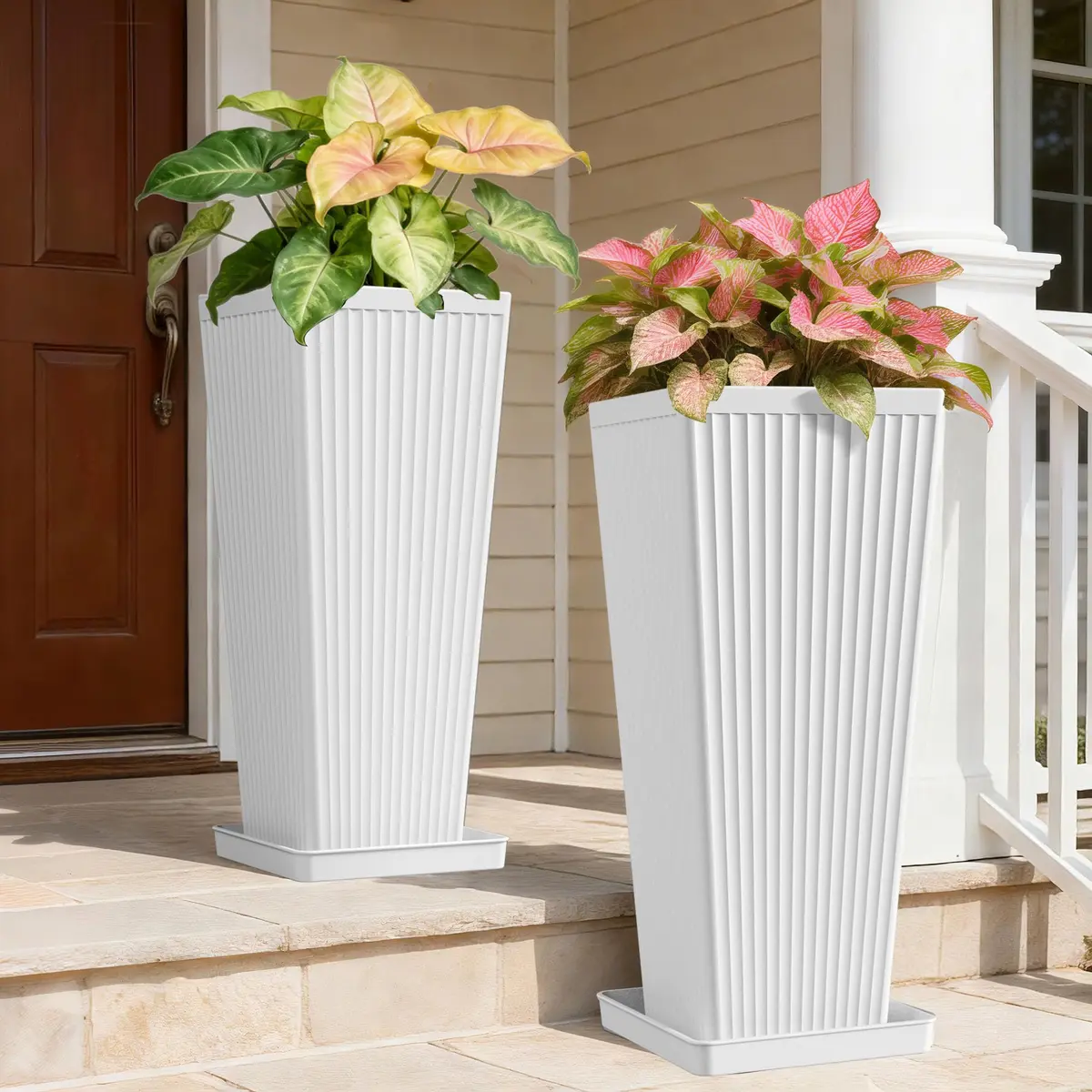 Diyfire Tall Planters 23.6 Inch Square | Modern Outdoor Garden Pots with Drainage Holes - main product image