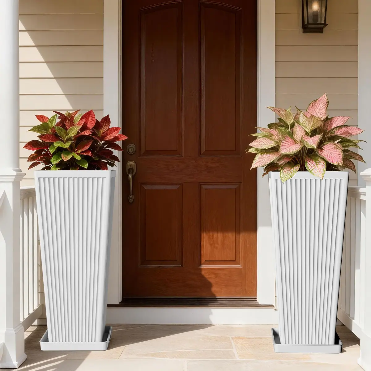 Diyfire Tall Planters 23.6 Inch Square | Modern Outdoor Garden Pots with Drainage Holes - view 7