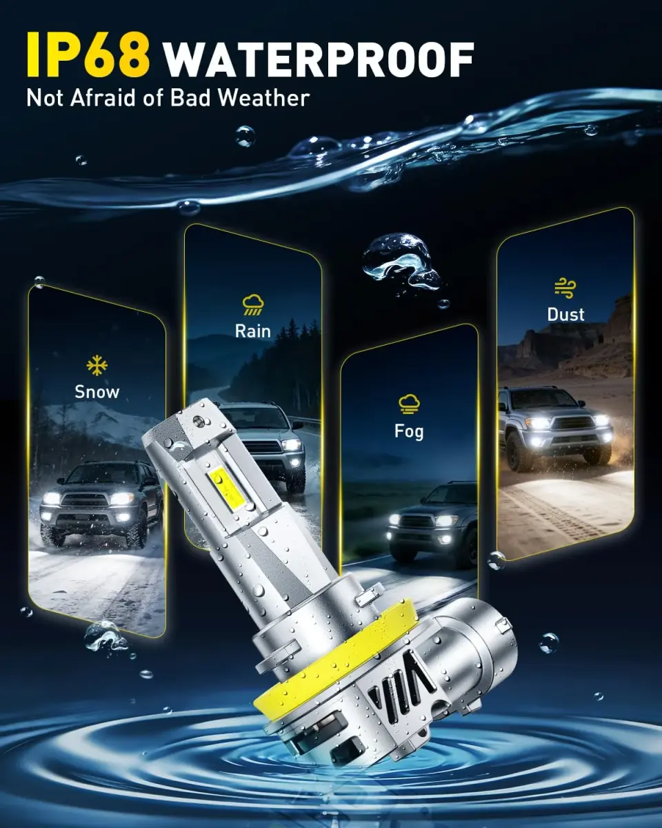 AUXITO H11 LED Bulbs 120,000LM Cool White (Pack of 2) | 1500% Brighter Than Halogen - view 8