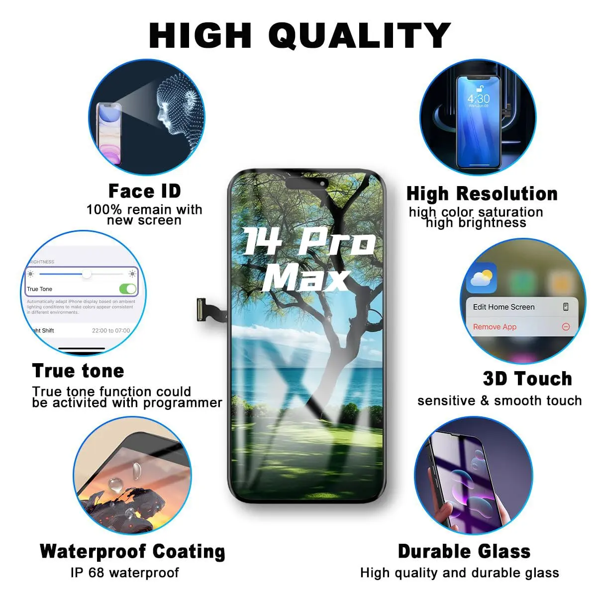 SIMDOG iPhone 14 Pro Max Screen Replacement Kit 6.7" Full HD | Compatible with A2651, A2893, A2896, A2895, A2894 - view 5