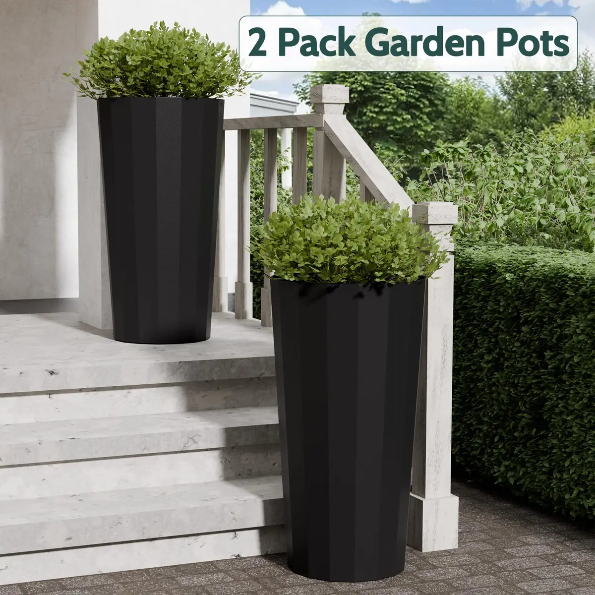 Diyfire Tall Planters for Outdoor Plants | Large 23.6 Inch Conical Flower Pots with Drainage Holes - view 5