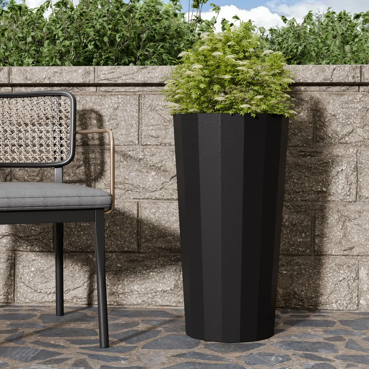 Diyfire Tall Planters for Outdoor Plants | Large 23.6 Inch Conical Flower Pots with Drainage Holes - view 7