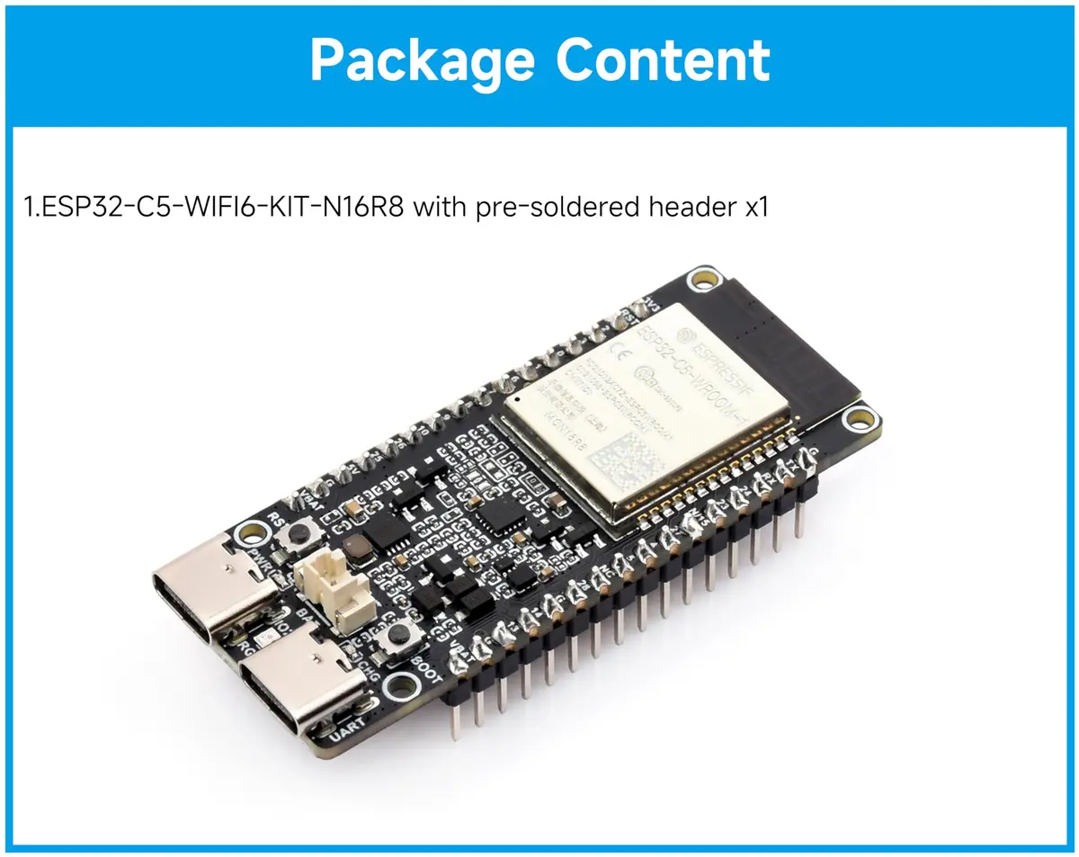 UeeKKoo ESP32-C5 Dev Board with Wi-Fi 6, BLE 5, Thread, Zigbee | 240MHz RISC-V, 16MB Flash + 8MB PSRAM, Dual USB-C - view 7
