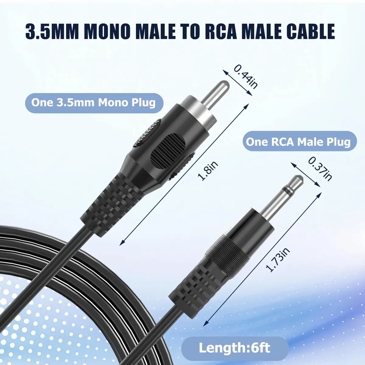 RFAdapter 3.5mm Mono to RCA Mono Cable 1.83m (6ft) 2-Pack | Connect Mono Audio Devices - view 6