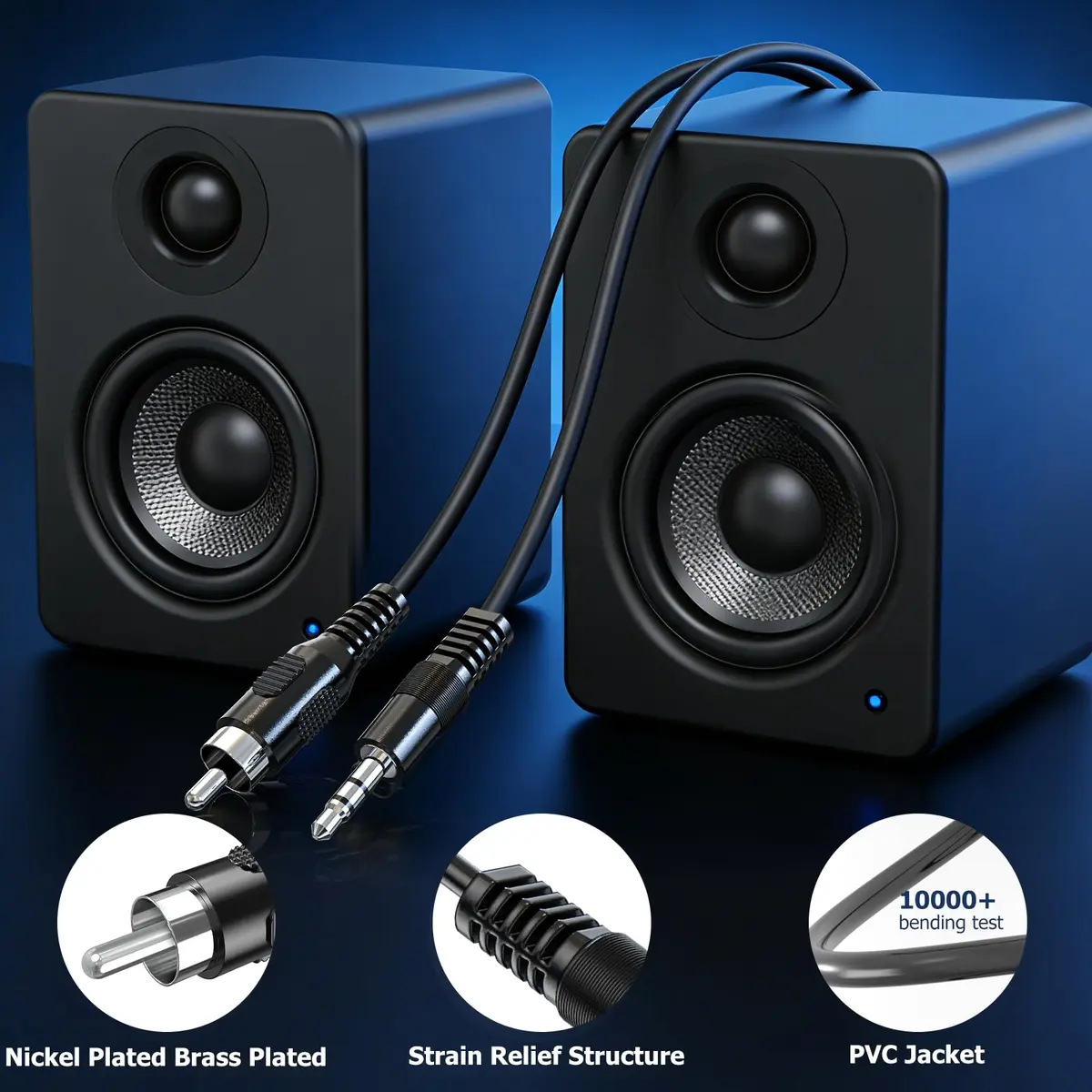 RFAdapter 3.5mm Mono to RCA Mono Cable 1.83m (6ft) 2-Pack | Connect Mono Audio Devices - view 3