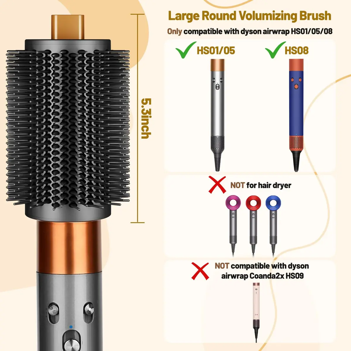 ZEPHBLOW 3-Inch Large Round Brush for Dyson Airwrap Attachments | Flexible Bristles for Volume & Smooth Curling - view 2