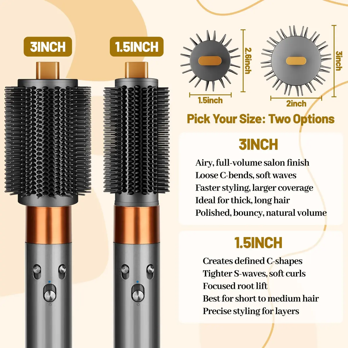 ZEPHBLOW 3-Inch Large Round Brush for Dyson Airwrap Attachments | Flexible Bristles for Volume & Smooth Curling - view 3