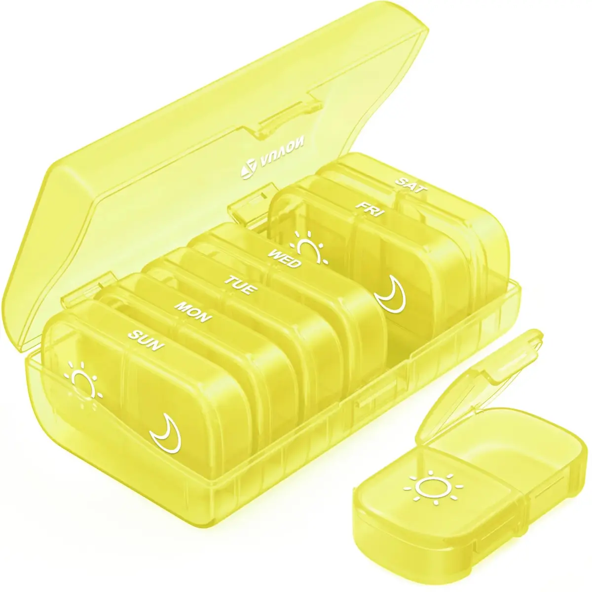 AUVON Weekly Pill Organizer 2 Times a Day, 14 Compartments | FDA Approved, BPA-Free, Portable for Travel - main product image