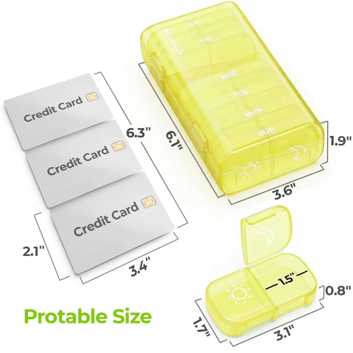 AUVON Weekly Pill Organizer 2 Times a Day, 14 Compartments | FDA Approved, BPA-Free, Portable for Travel - view 5