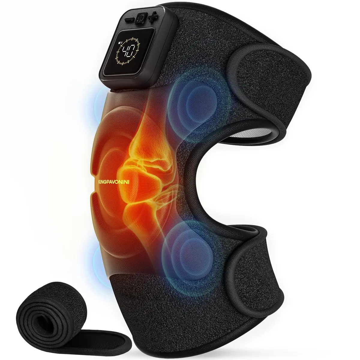 KingPavonini Knee Massager with Heat and Vibration | 4000mAh Battery, 2.17" W x 12.2" H x 7.09" L - main product image