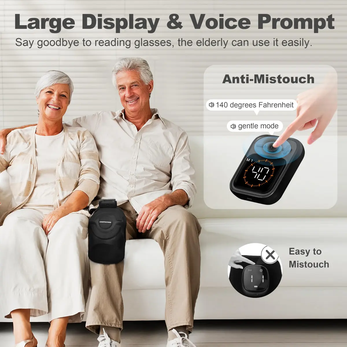 KingPavonini Knee Massager with Heat and Vibration | 4000mAh Battery, 2.17" W x 12.2" H x 7.09" L - view 5