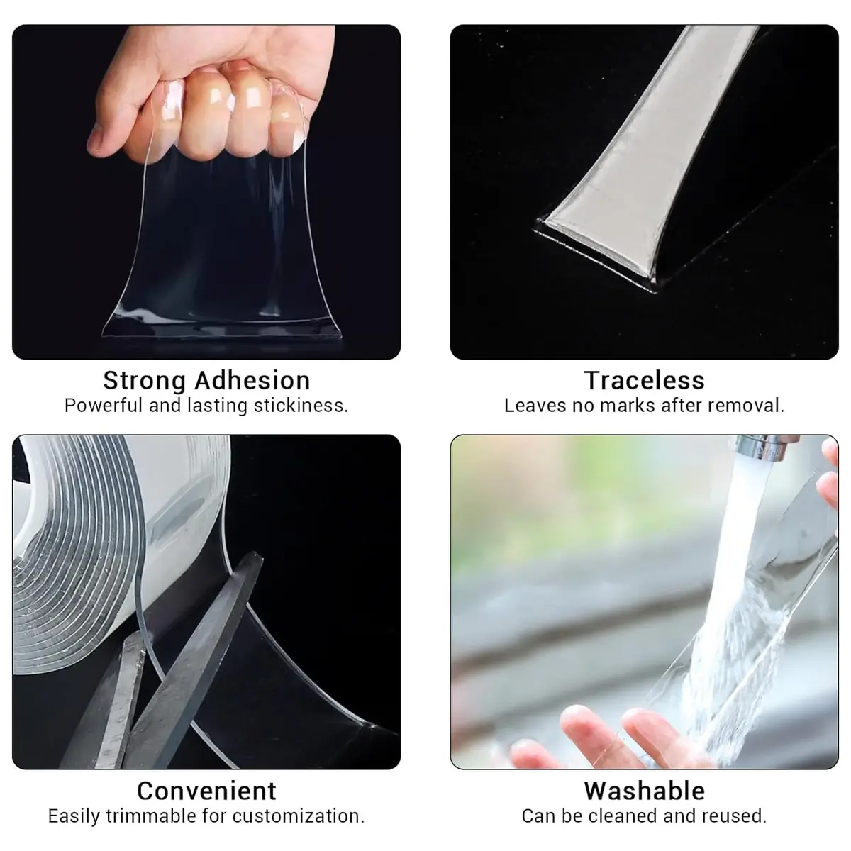 SUTOUG Nano Double Sided Tape 3m x 20mm x 1mm Transparent | Holds Up to 1kg Per Smooth Surface - view 4