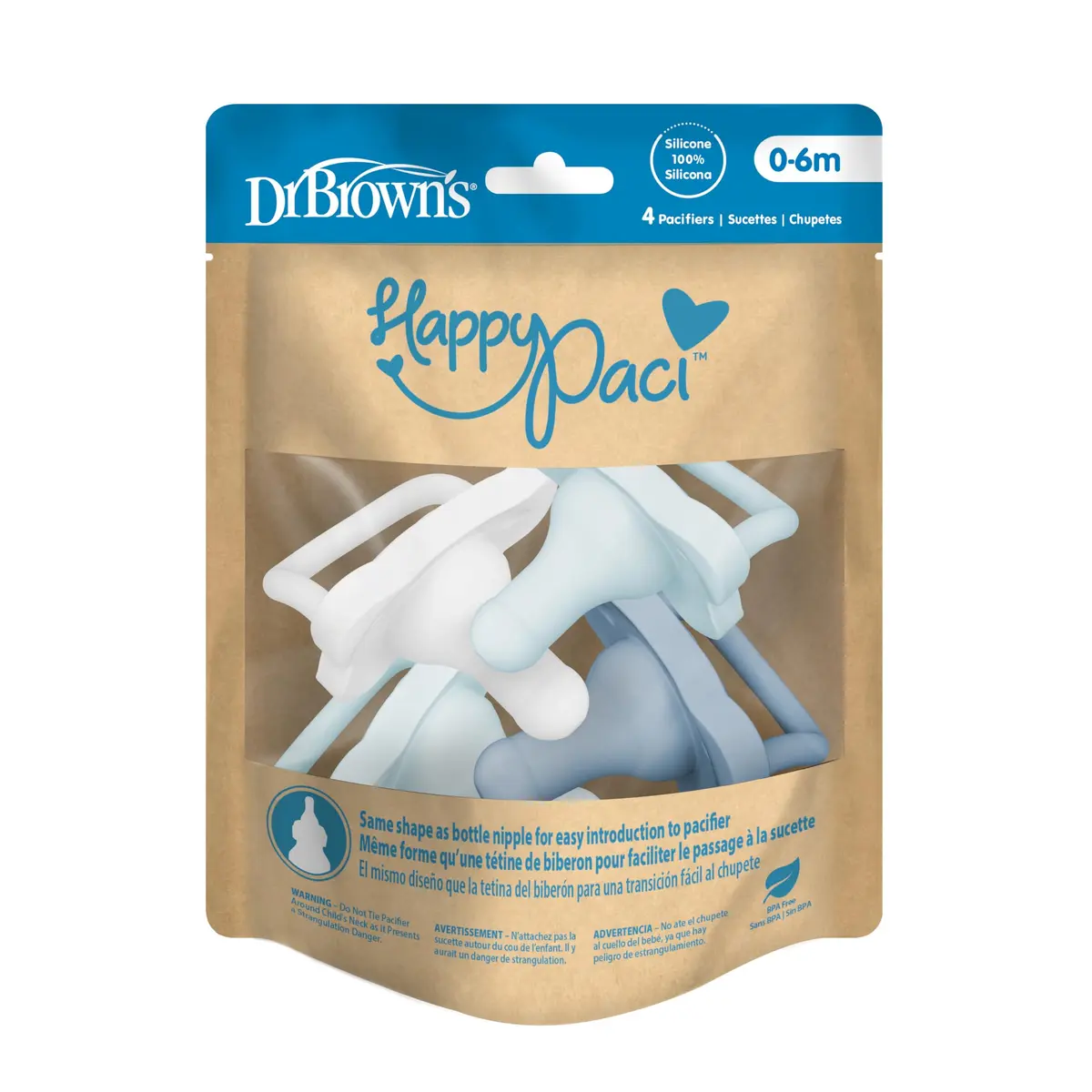Dr. Brown's HappyPaci Silicone Pacifier 0-6m | Soft, Breathable, Bottle-Nipple Shape - view 9