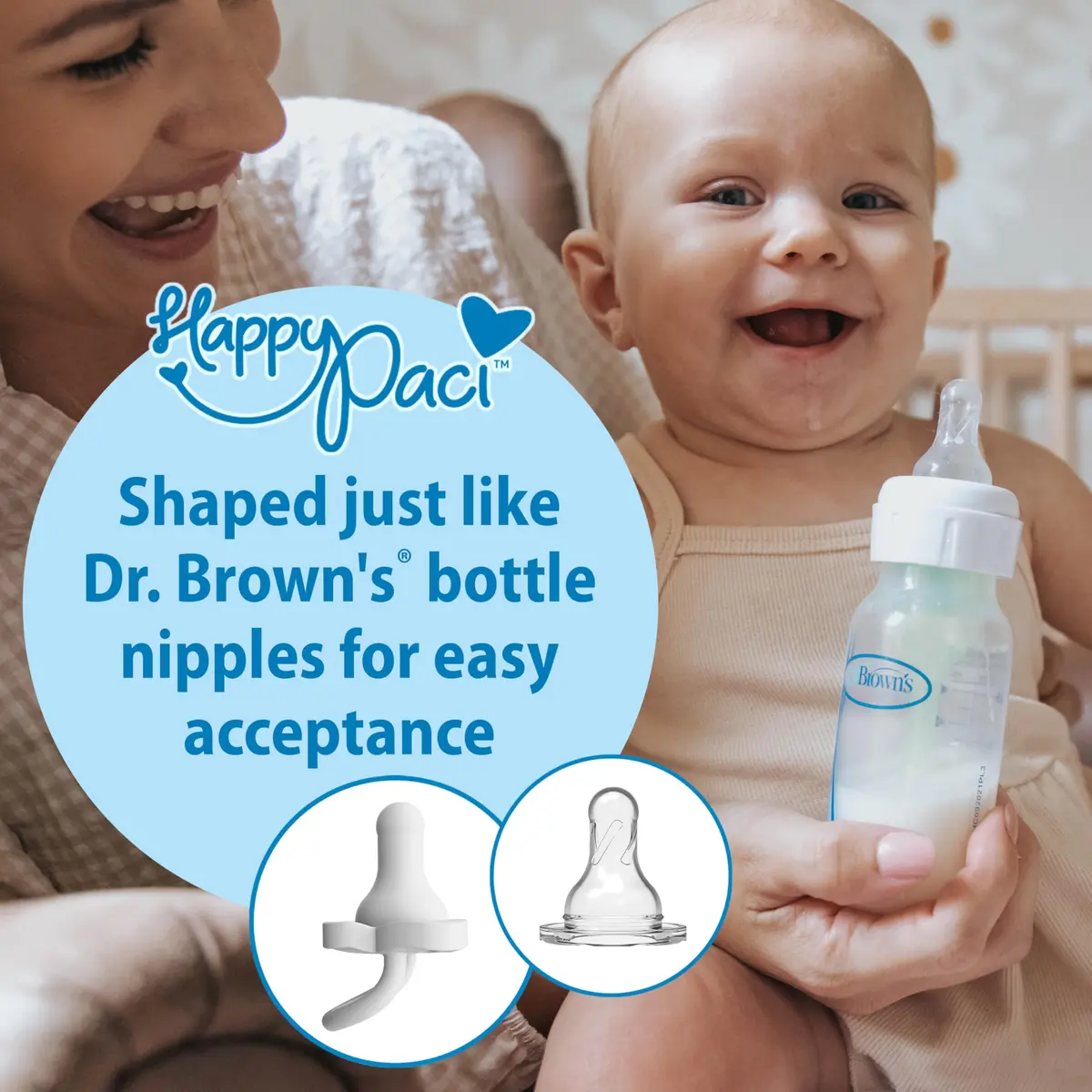 Dr. Brown's HappyPaci Silicone Pacifier 0-6m | Soft, BPA-Free, Contoured Shield - view 2
