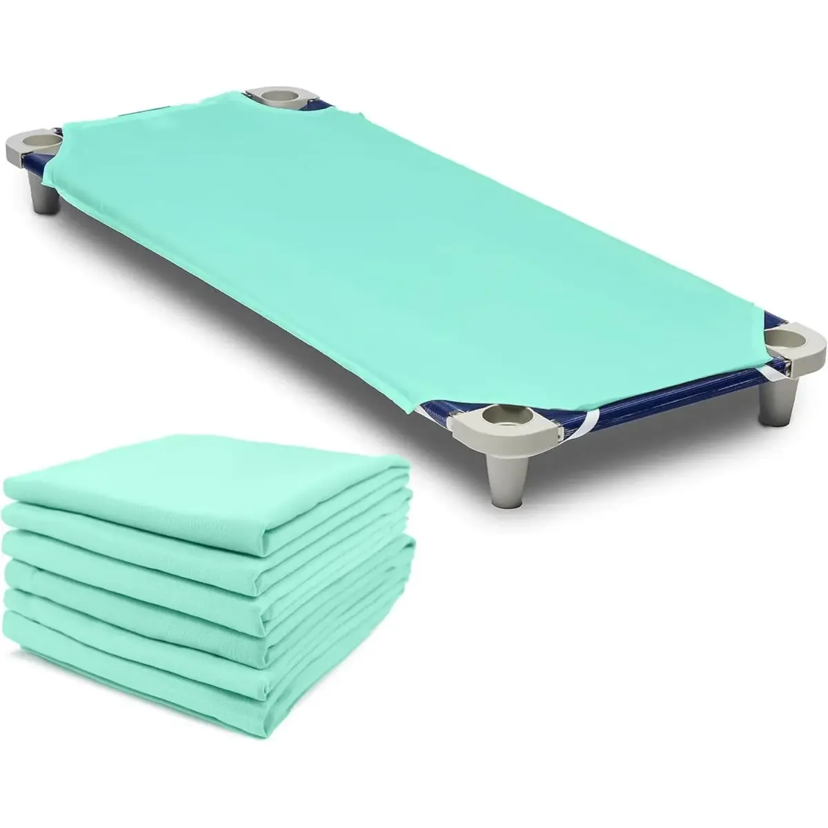 Rollee Pollee Green Microfiber Cot Sheets 52" x 23" (132cm x 58cm) | 6-Pack for Daycare Naptime - main product image