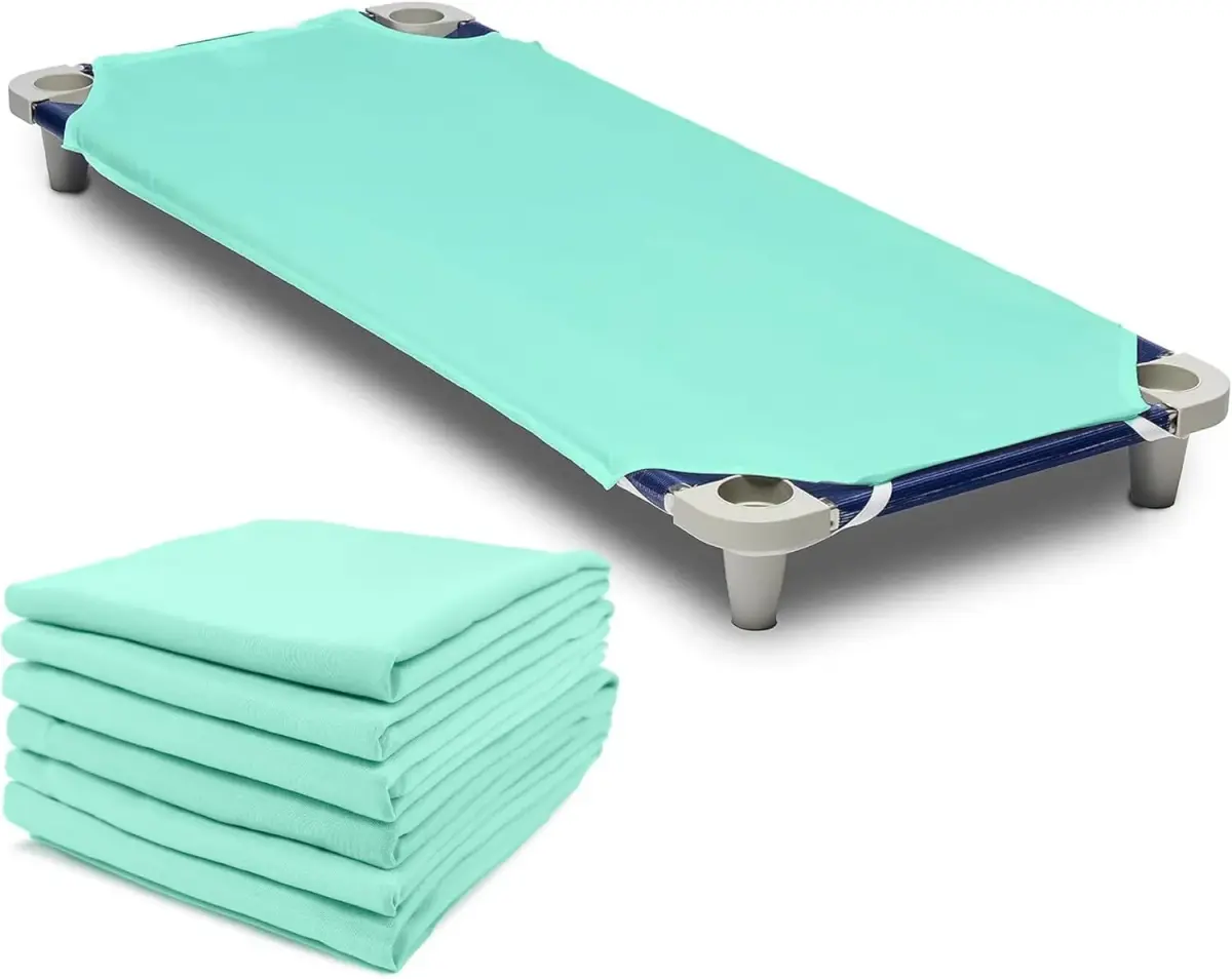 Rollee Pollee Green Microfiber Cot Sheets 52" x 23" (132cm x 58cm) | 6-Pack for Daycare Naptime - main product image