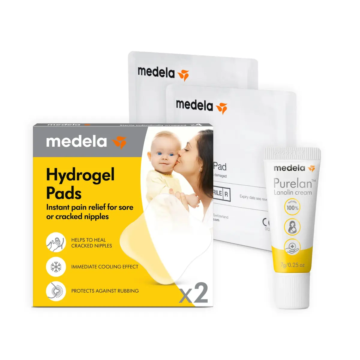 Medela Nipple Rescue Kit with Purelan Lanolin Cream 7g & 2 Hydrogel Pads | Soothes Sore Nipples - main product image