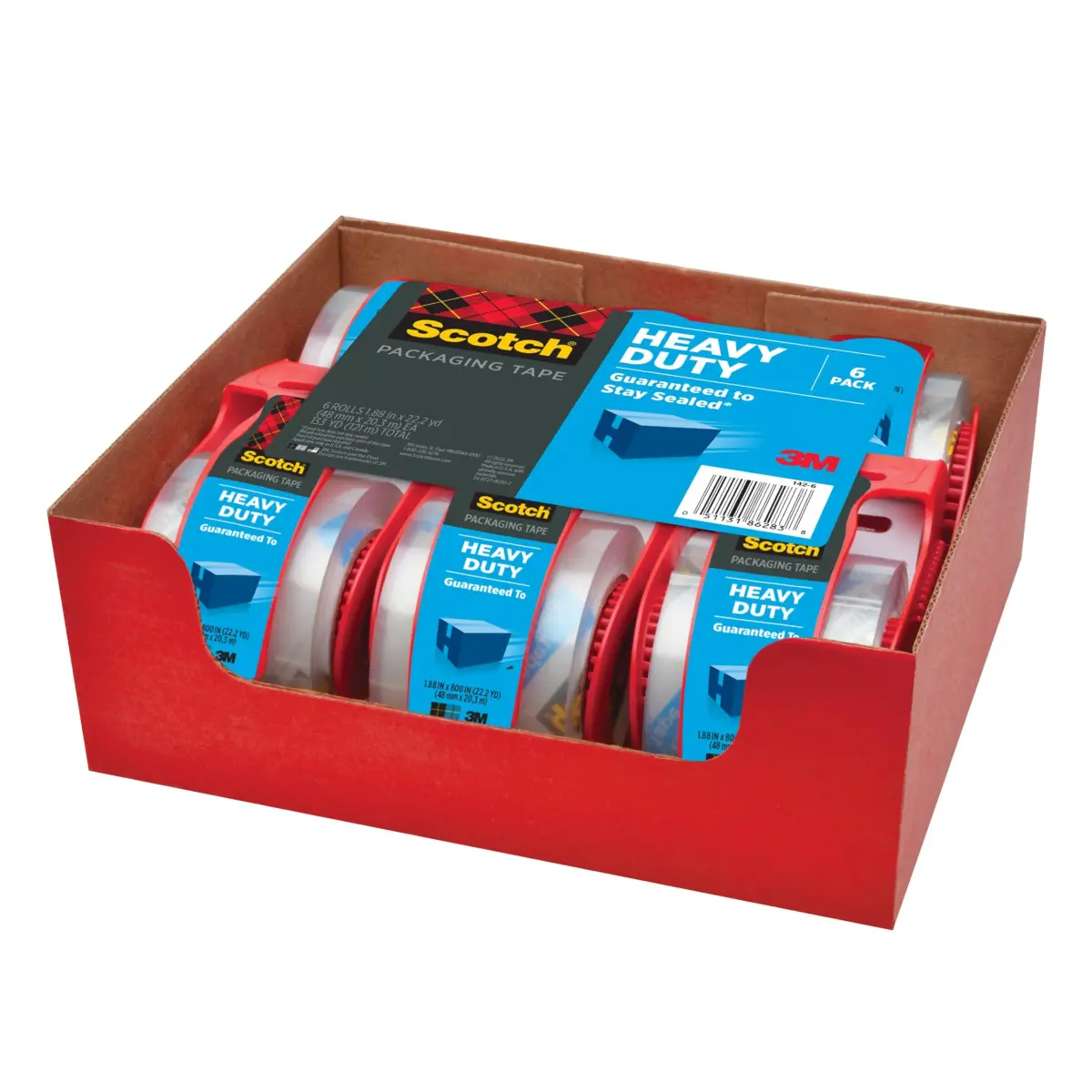 Scotch Heavy Duty Shipping Packaging Tape with Dispensers, Clear, 1.88 in x 27.7 yd per Roll (6 Rolls Total) | Industrial-Strength Adhesive - view 2