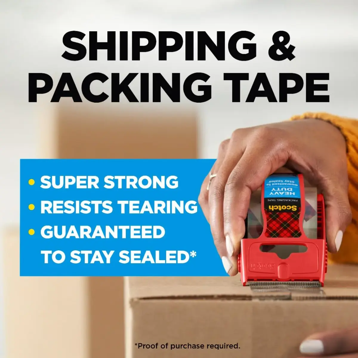 Scotch Heavy Duty Shipping Packaging Tape with Dispensers, Clear, 1.88 in x 27.7 yd per Roll (6 Rolls Total) | Industrial-Strength Adhesive - view 3