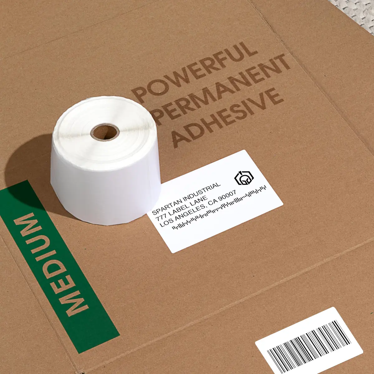 Spartan Industrial 3" x 3" Direct Thermal Labels 5000 Count (10 Rolls, 500 Labels/Roll) | Matte White, Permanent Adhesive, Perforated - view 5