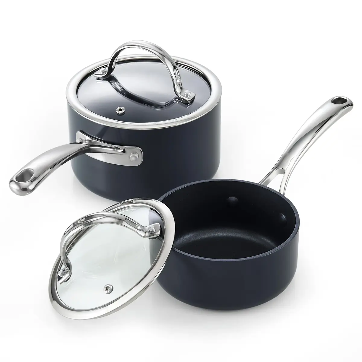 Cooks Standard 1 & 2-Quart Hard-Anodized Nonstick Saucepan with Glass Lid | Durable, Even Heating, Easy Cleanup - main product image