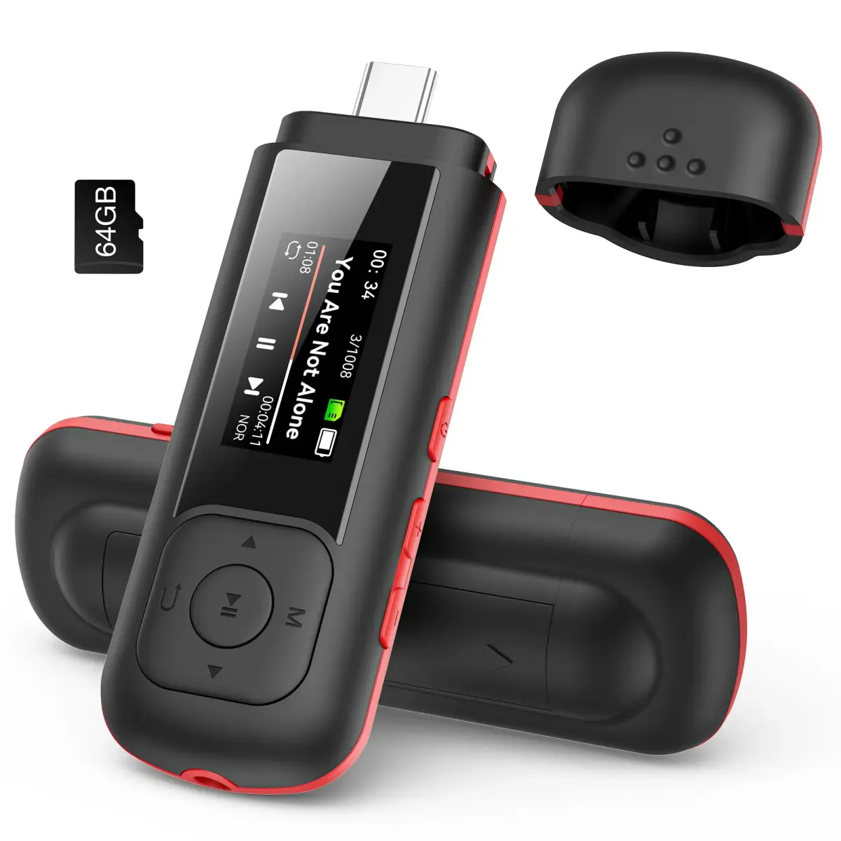 AGPTEK A55PL MP3 Player 64GB (2.5 oz) | Swappable AAA Battery, Type-C & USB - main product image