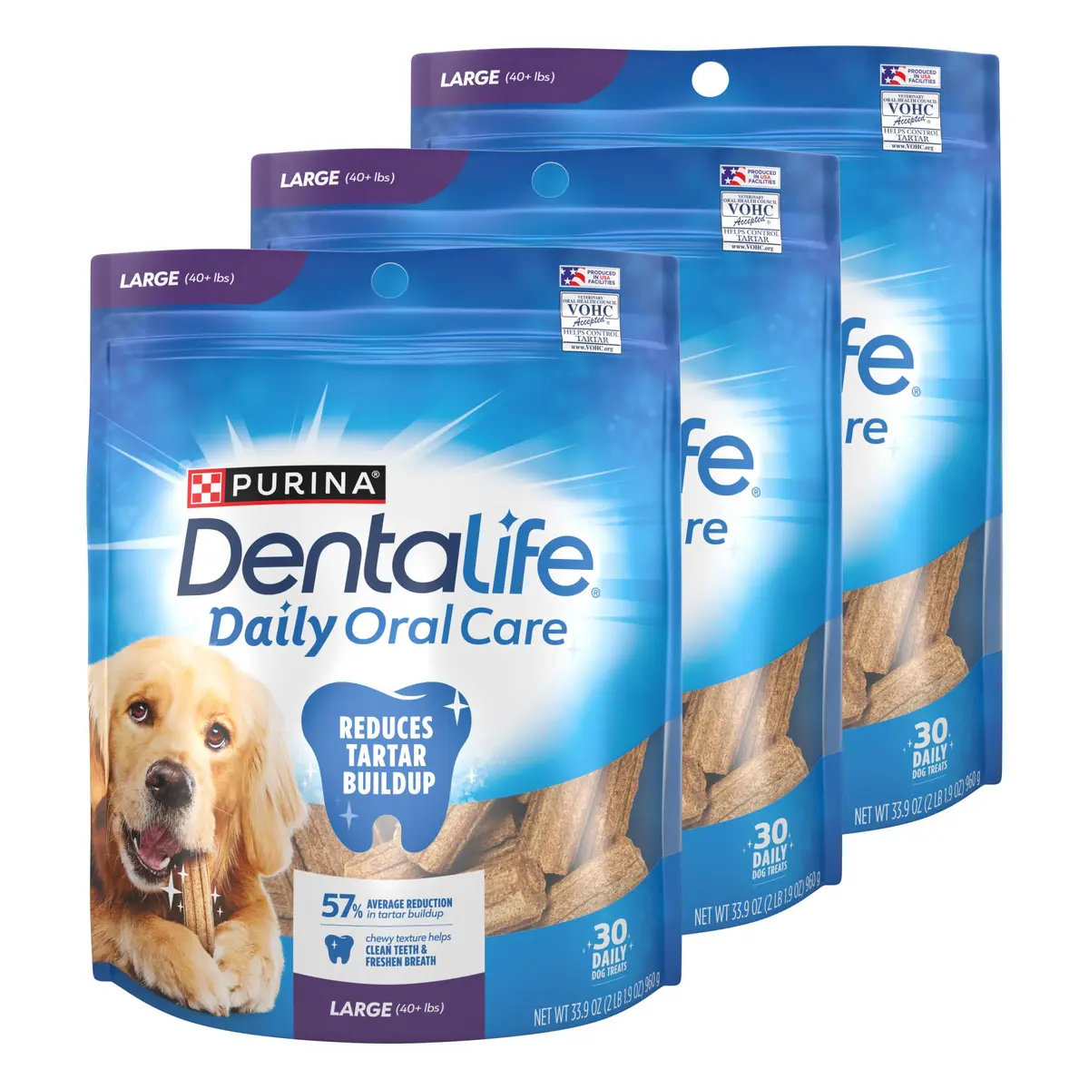 Dentalife Purina Large Dog Dental Chews 90 ct. | Tartar Reduction & Fresh Breath (100-120c) - main product image