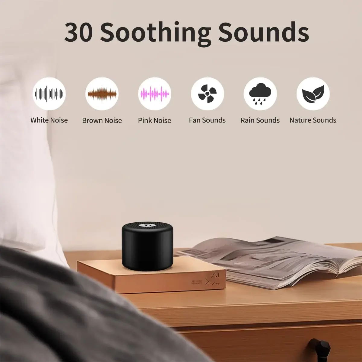 BodyHush Mini Portable White Noise Machine | 30 Sounds, 32 Volume Levels, 22-Hour Battery - view 2