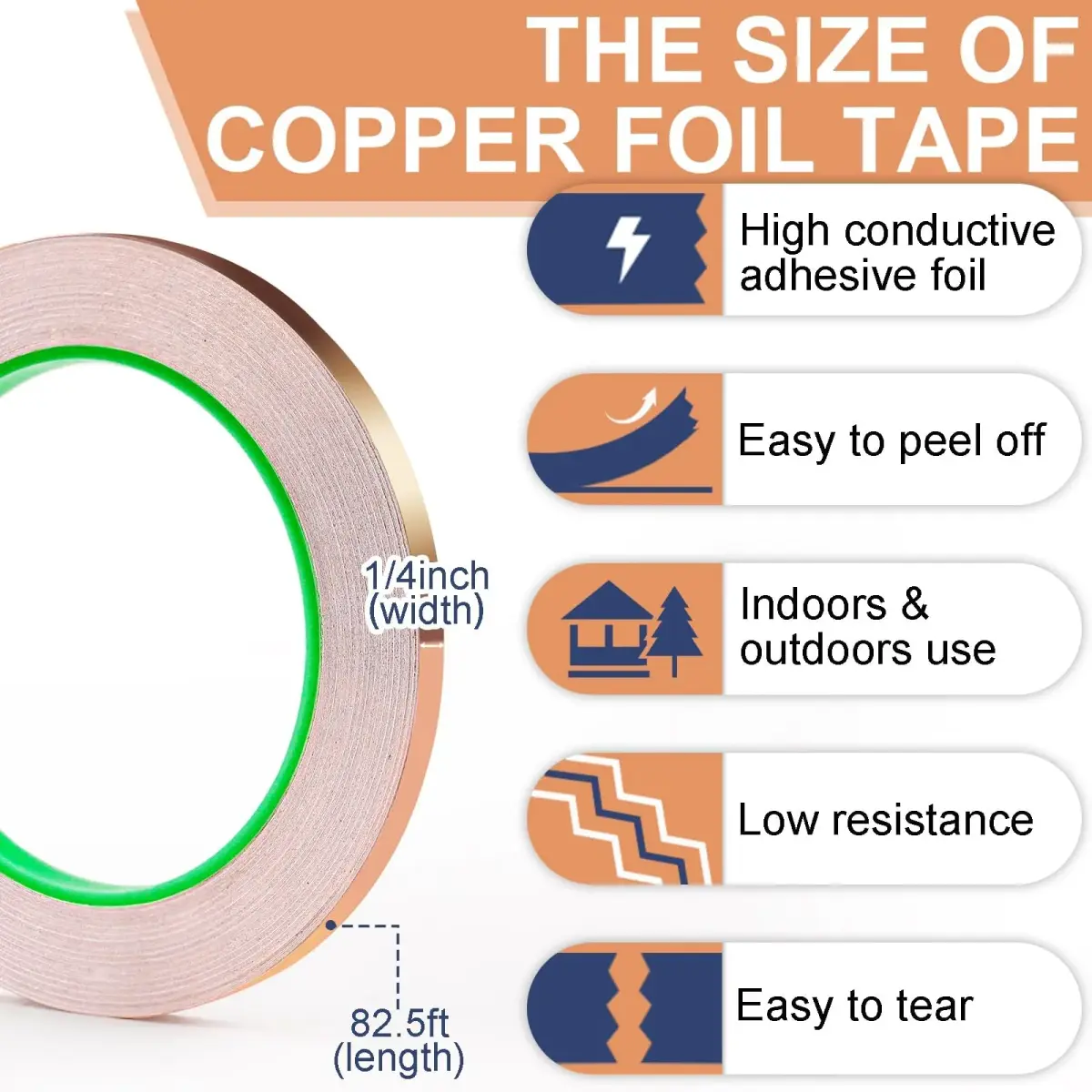 LOVIMAG Copper Foil Tape 2 Pack | 6.35mm x 25.15m (1/4" x 82.5ft) Conductive Adhesive for EMI Shielding & Crafts - view 4